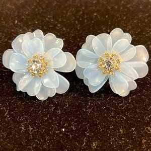 J. Crew Blue Flower Earrings with Blue Rhinestones